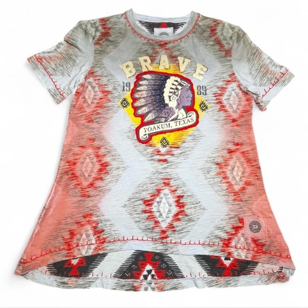 Double D Ranch Aztec Chief Top w/ beads ans embroidery, XS oversized